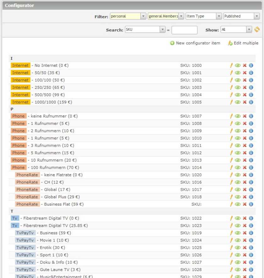 Configurator extension for telecom services