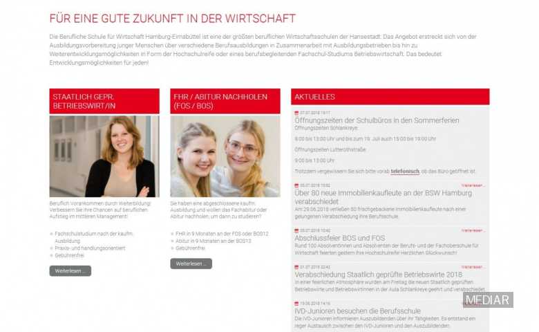 Custom developed system for schule fur wirtschaft hamburg