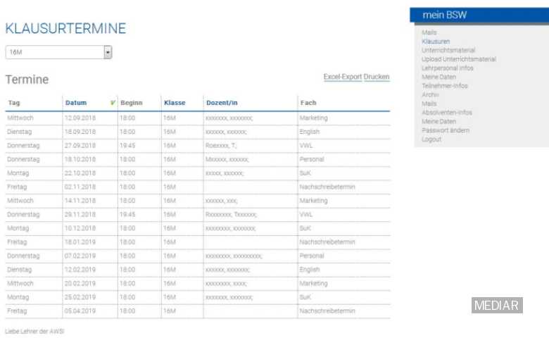 Custom developed system for schule fur wirtschaft hamburg