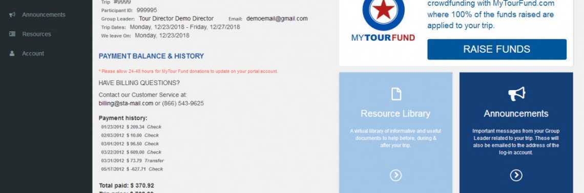 Portal for school tours Portal for school tours